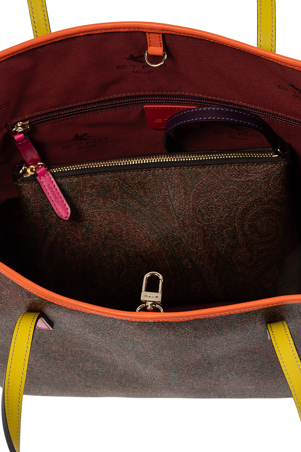 【送料&関税込】Etro Leather Shopping Bag Etro Tote bag with Paisley pattern - Red - Women | 1N0088746150